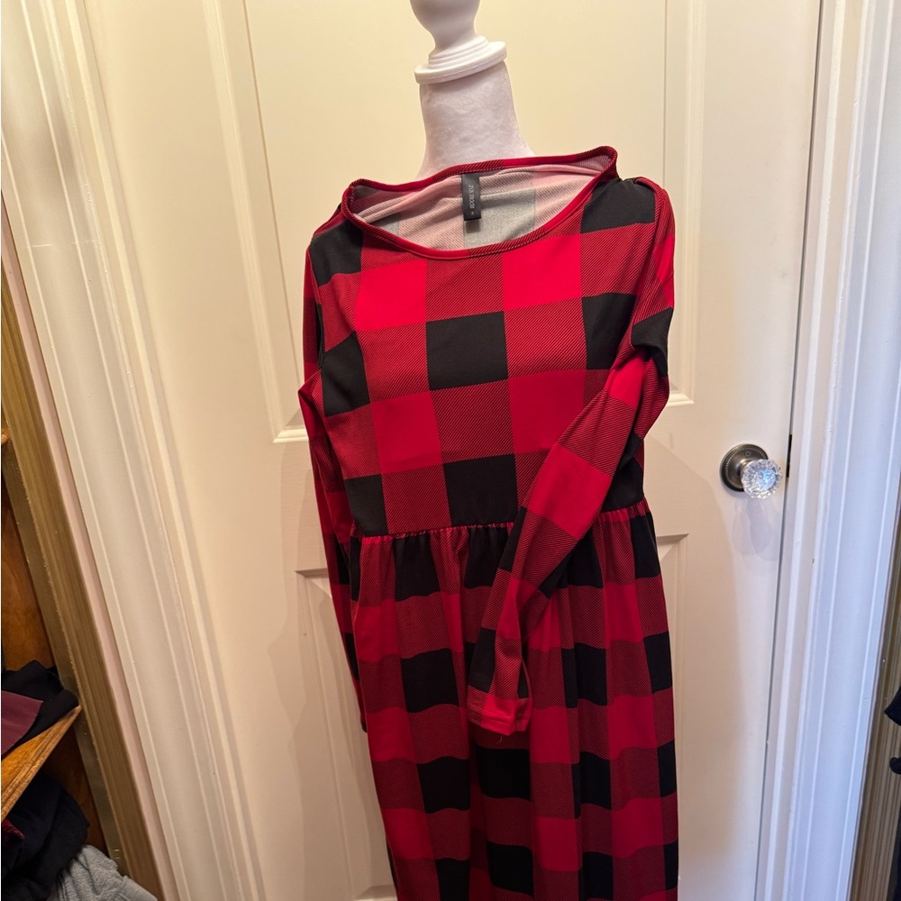 Red and Black Plaid Women's Dress